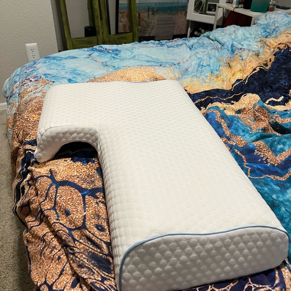 Couple cuddling pillow